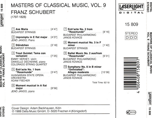 Franz Schubert - Masters Of Classical Music Vol.9 Schubert (CD) - Discogs image 2