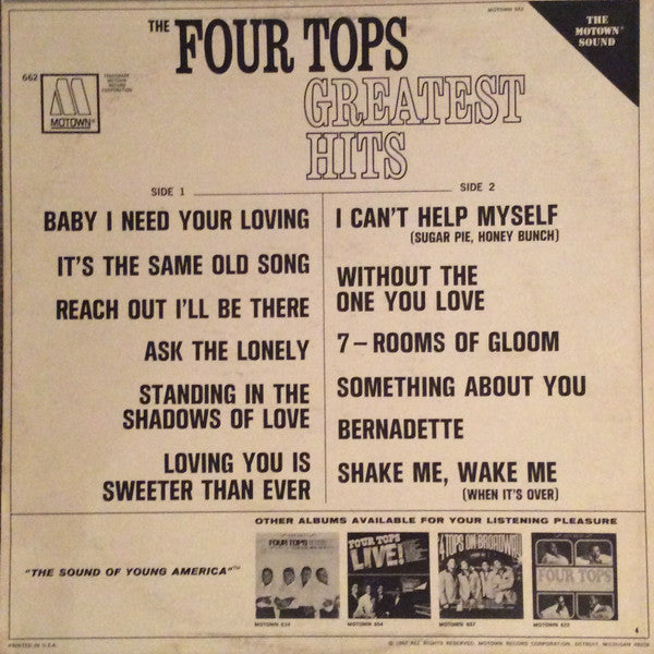 Four Tops - Four Tops Greatest Hits (LP) - Discogs image 2