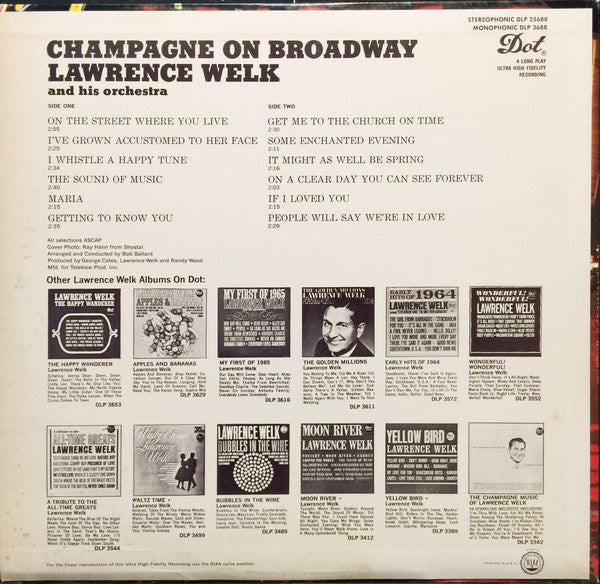 Lawrence Welk - Champagne On Broadway (LP) - Discogs image 2