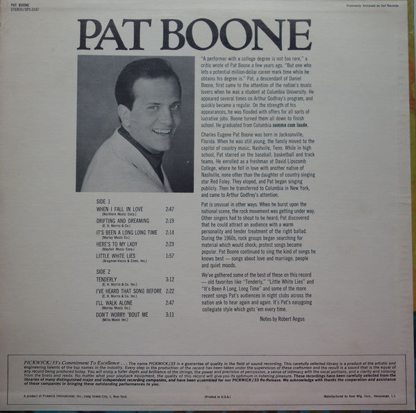 Pat Boone - When I Fall In Love (LP) - Discogs image 2