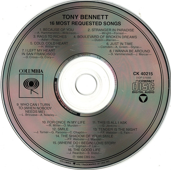 Tony Bennett - 16 Most Requested Songs (CD) - Discogs image 3