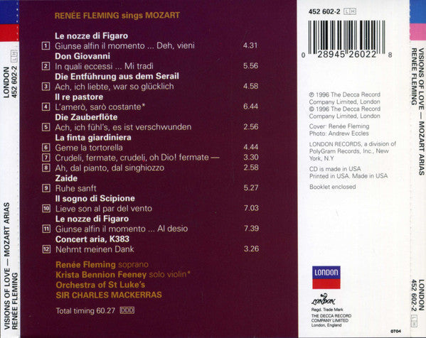 Renée Fleming, Orchestra Of St. Luke's, Sir Charles Mackerras - Visions Of Love - Mozart Arias (CD) - Discogs image 2