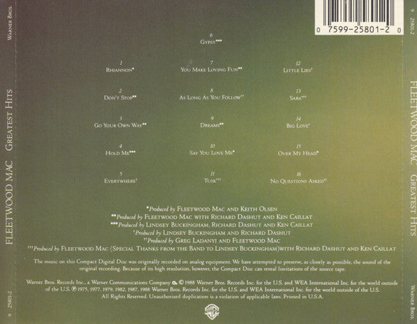 Fleetwood Mac - Greatest Hits (CD) - Discogs image 2