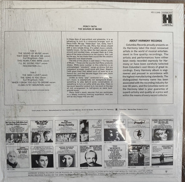 Percy Faith - The Sounds Of Music (LP) - Discogs image 2