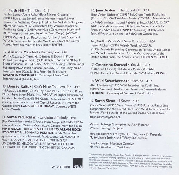 Various - Women & Songs 2 (CD) - Discogs image 5