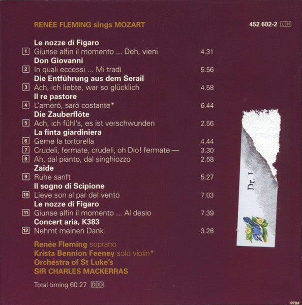 Renée Fleming, Orchestra Of St. Luke's, Sir Charles Mackerras - Visions Of Love - Mozart Arias (CD) - Discogs image 4