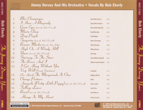 Bob Eberly, Jimmy Dorsey - The Jimmy Dorsey Years (CD) - Discogs image 2