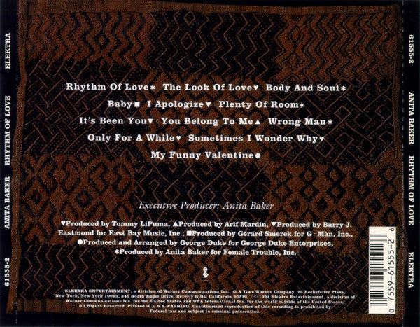 Anita Baker - Rhythm Of Love (CD) - Discogs image 2