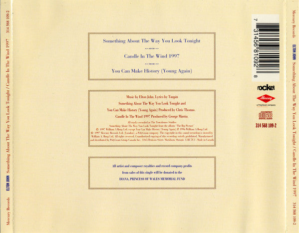 Elton John - Something About The Way You Look Tonight / Candle In The Wind 1997 (CD) - Discogs image 2