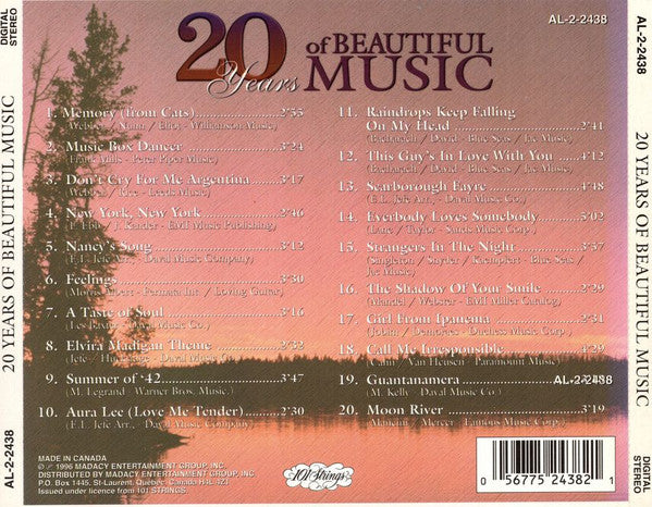 101 Strings - 20 Years Of Beautiful Music (CD) - Discogs image 2