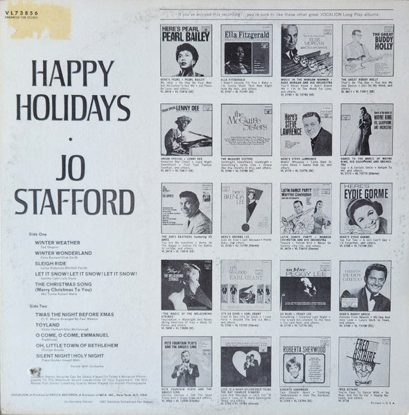 Jo Stafford - Happy Holidays (LP) - Discogs image 2