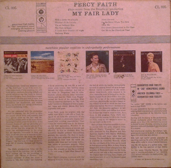 Percy Faith & His Orchestra - Music From "My Fair Lady" (LP) - Discogs image 2