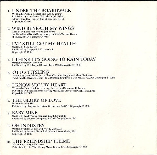 Bette Midler - Beaches (Original Soundtrack Recording) (CD) - Discogs image 5