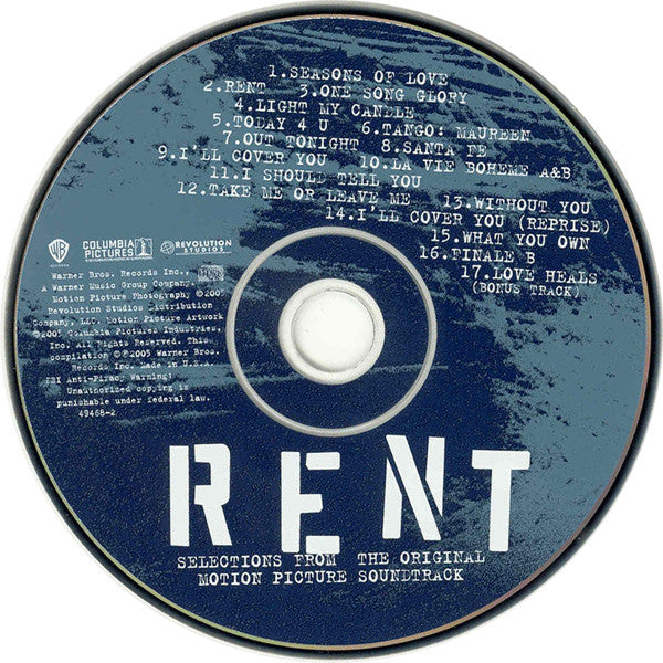 "Rent" Original Motion Picture Cast - Selections From The Original Motion Picture Soundtrack (CD) - Discogs image 4