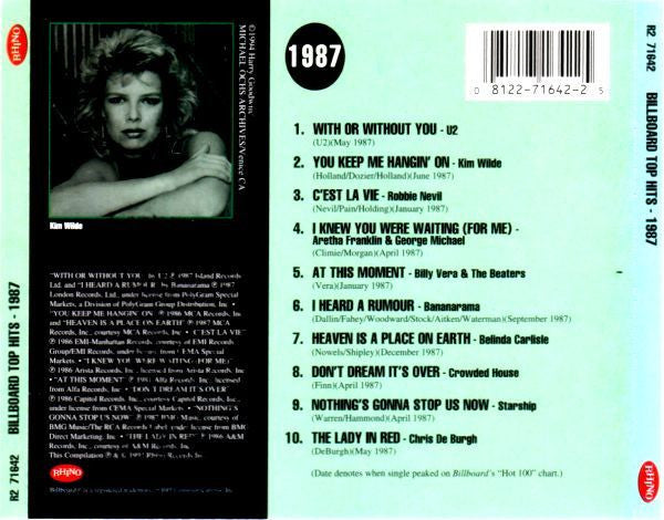 Various - Billboard Top Hits - 1987 (CD) - Discogs image 2