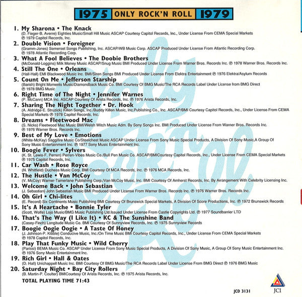 Various - 1975 - Only Rock 'N Roll - 1979 (CD) - Discogs image 4