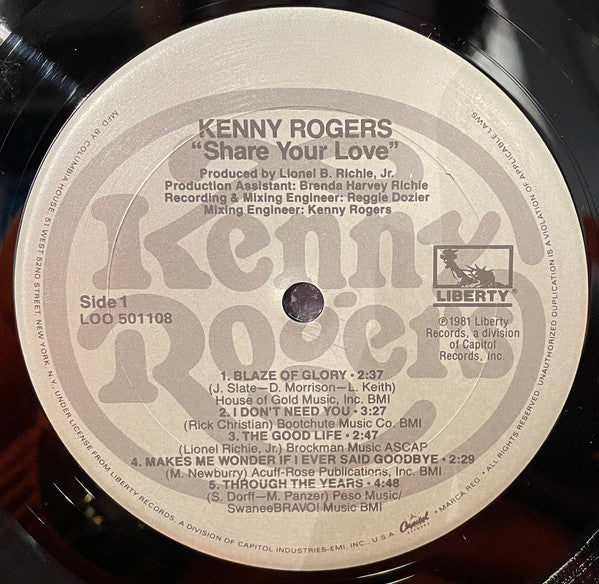 Kenny Rogers - Share Your Love (LP) - Discogs image 3