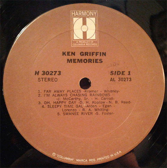 Ken Griffin (2) - Memories (LP) - Discogs image 2