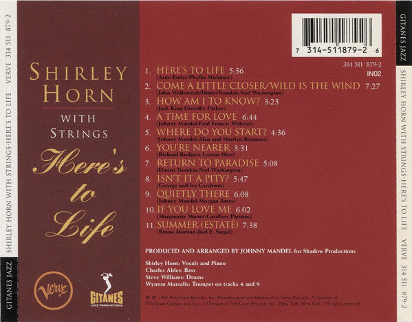 Shirley Horn - Shirley Horn With Strings - Here's To Life (CD) - Discogs image 2
