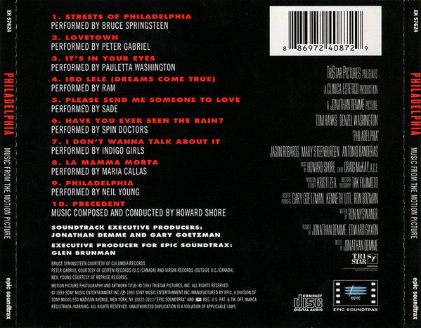 Various - Philadelphia (Music From The Motion Picture) (CD) - Discogs image 3