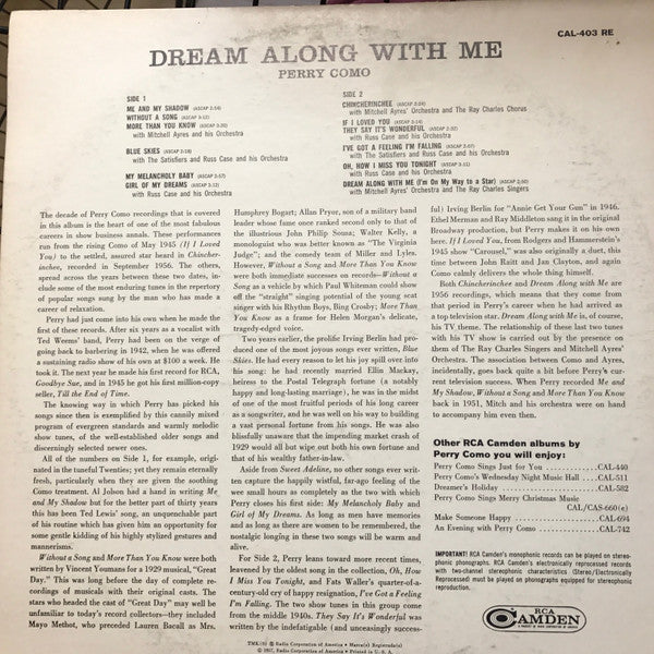 Perry Como - Dream Along With Me (LP) - Discogs image 2