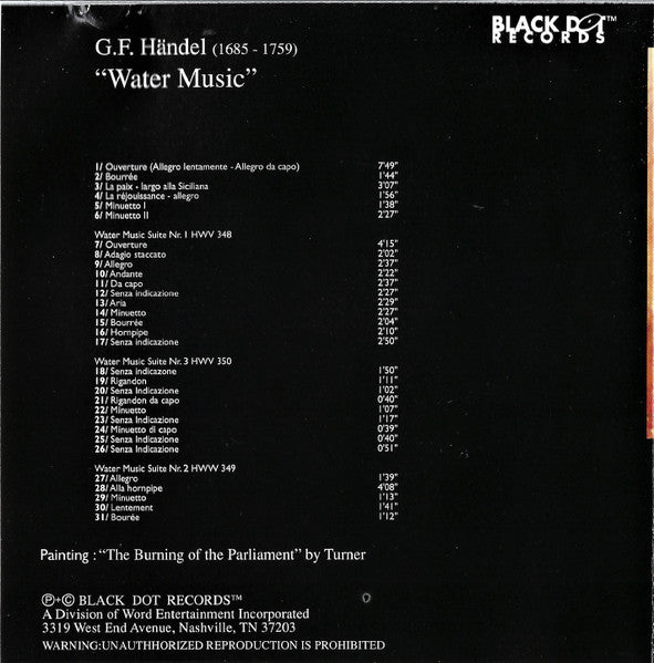 Georg Friedrich Händel, Orchestra Filarmonica Italiana, Alessandro Arigoni - Music For The Royal Fireworks Water Music, Suites 1, 2 & 3 (CD) - Discogs image 2
