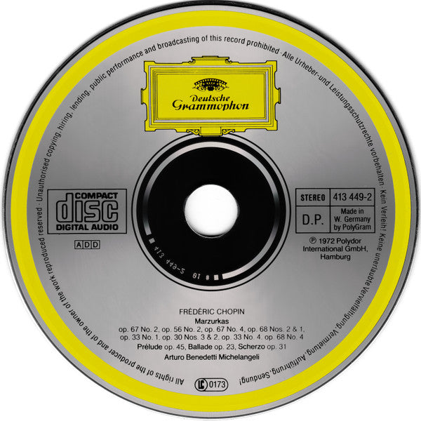 Frédéric Chopin - Arturo Benedetti Michelangeli - 10 Mazurkas · Prélude Op. 45 · Ballade Op.23 · Scherzo Op. 31 (CD) - Discogs image 3