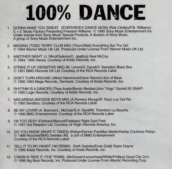 Various - 100% Dance (CD) - Discogs image 6
