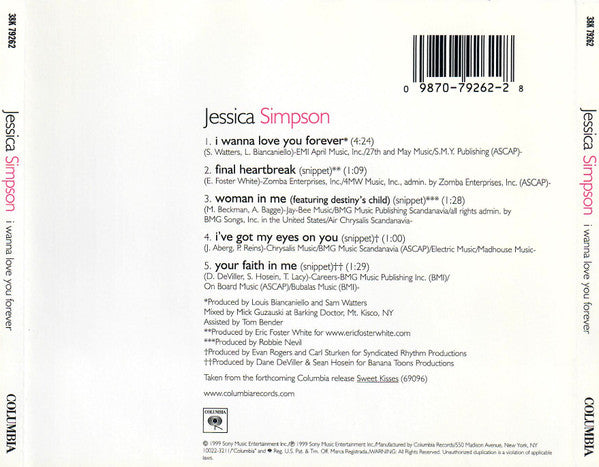 Jessica Simpson - I Wanna Love You Forever (CD) - Discogs image 2