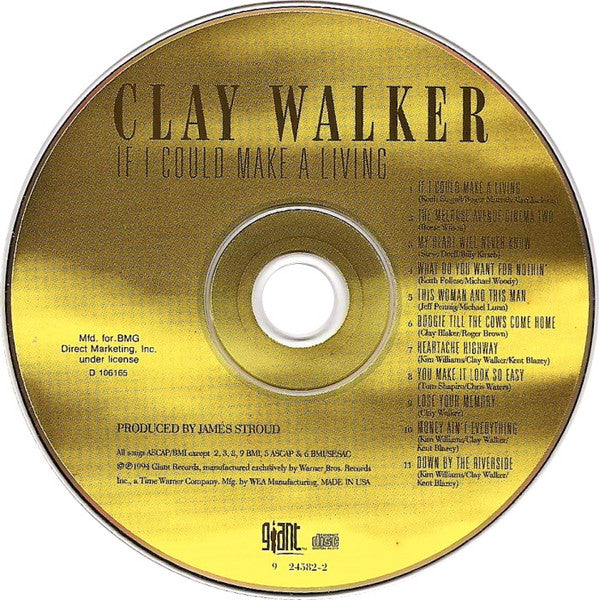 Clay Walker - If I Could Make A Living (CD) - Discogs image 3