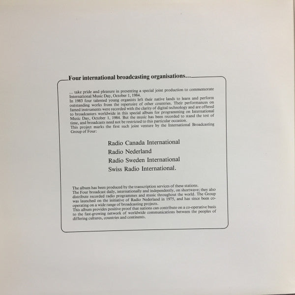Daniel Glaus, Robert Girard, Jos van der Kooy, Lars Hagström (3) - Organ Music From Canada / The Nederlands / Sweden / Switzerland - Group Of Four Organ Project (2xLP) - Discogs image 3