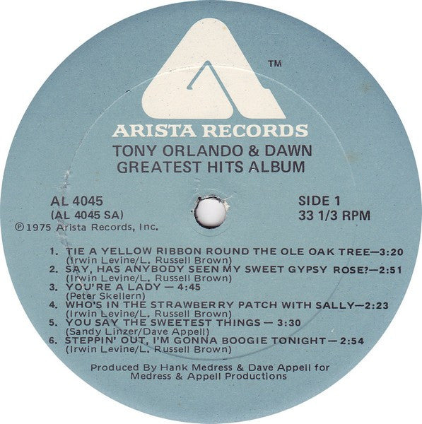 Tony Orlando & Dawn - Greatest Hits (LP) - Discogs image 3