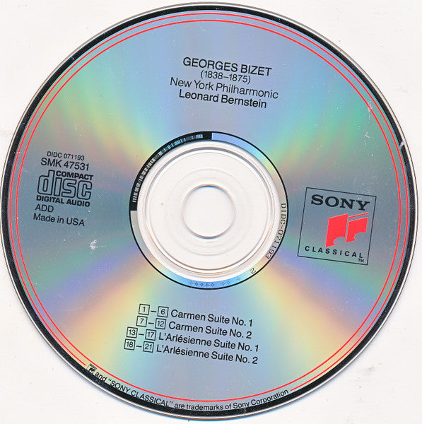 Georges Bizet – Leonard Bernstein, New York Philharmonic - Carmen Suites No. 1 & No. 2 • L'Arlésienne Suites No. 1 & No. 2 (CD) - Discogs image 3