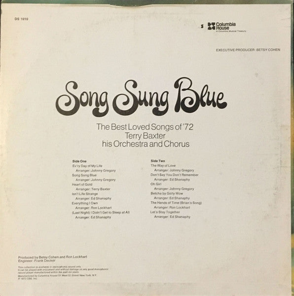 Terry Baxter His Orchestra & Chorus - Song Sung Blue - The Best Love Songs Of '72 (LP) - Discogs image 2