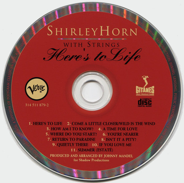 Shirley Horn - Shirley Horn With Strings - Here's To Life (CD) - Discogs image 3