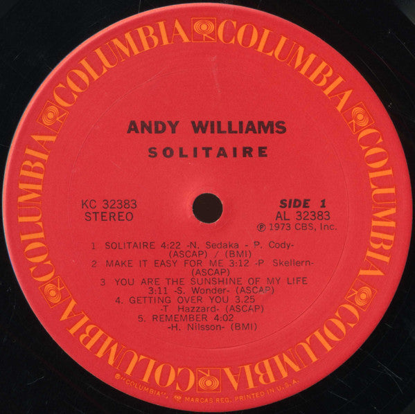 Andy Williams - Solitaire (LP) - Discogs image 3