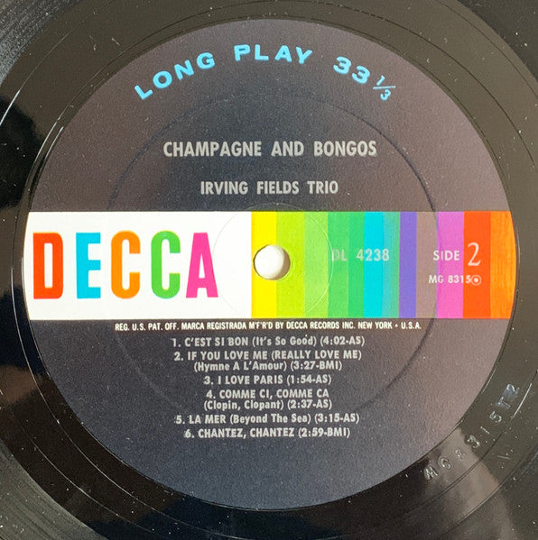Irving Fields Trio - Champagne And Bongos (LP) - Discogs image 4