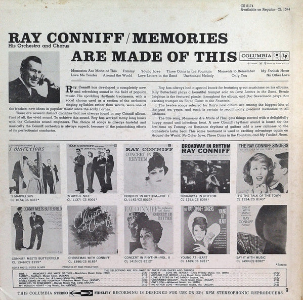 Ray Conniff And His Orchestra & Chorus - Memories Are Made Of This (LP) - Discogs image 2