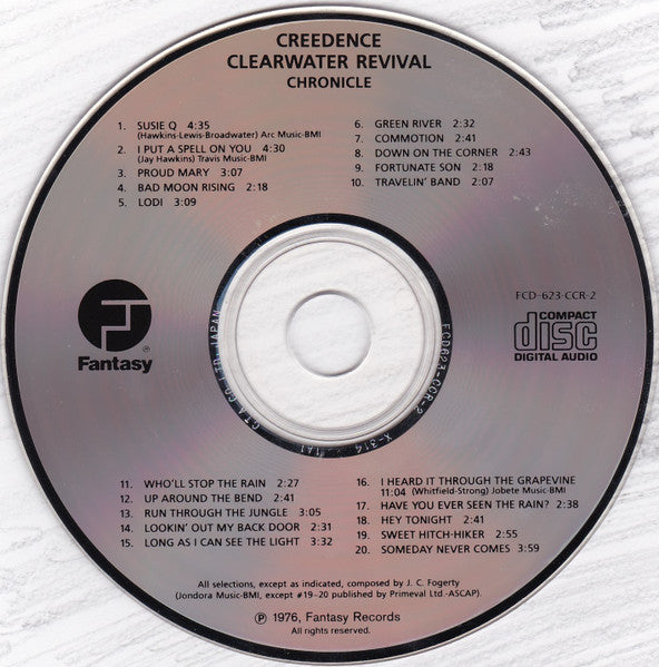 Creedence Clearwater Revival Featuring John Fogerty - Chronicle (The 20 Greatest Hits) (CD) - Discogs image 3