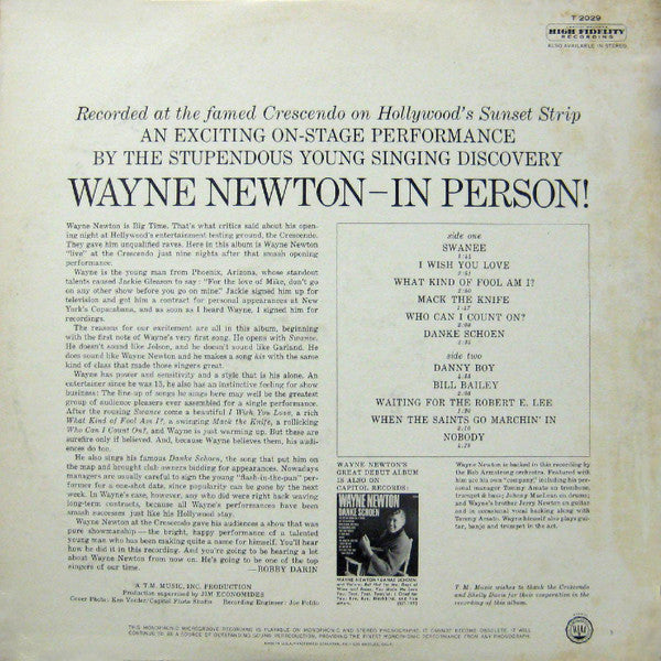 Wayne Newton - In Person! (LP) - Discogs image 2