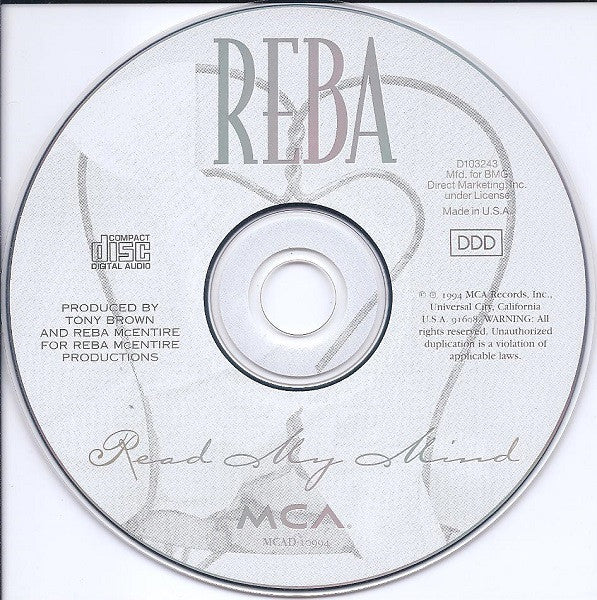 Reba McEntire - Read My Mind (CD) - Discogs image 3