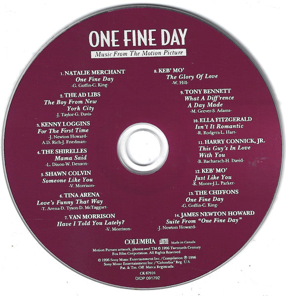 Various - One Fine Day (Music From The Motion Picture) (CD) - Discogs image 3