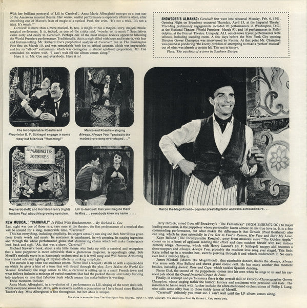 Carnival! Original Broadway Cast - Carnival! (LP) - Discogs image 5