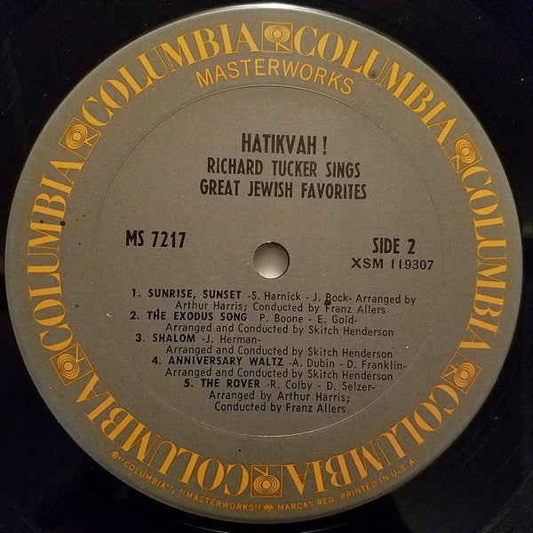Richard Tucker (2) - Hatikvah! Richard Tucker Sings Jewish Favorites (LP) - Discogs image 4