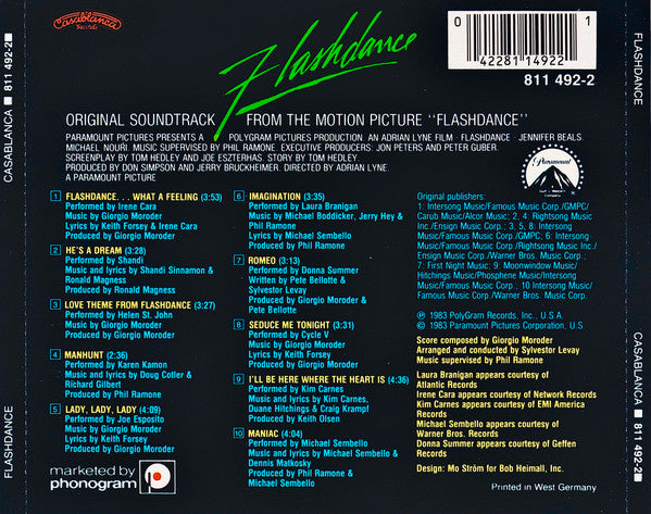 Various - Flashdance (Original Soundtrack From The Motion Picture) (CD) - Discogs image 2