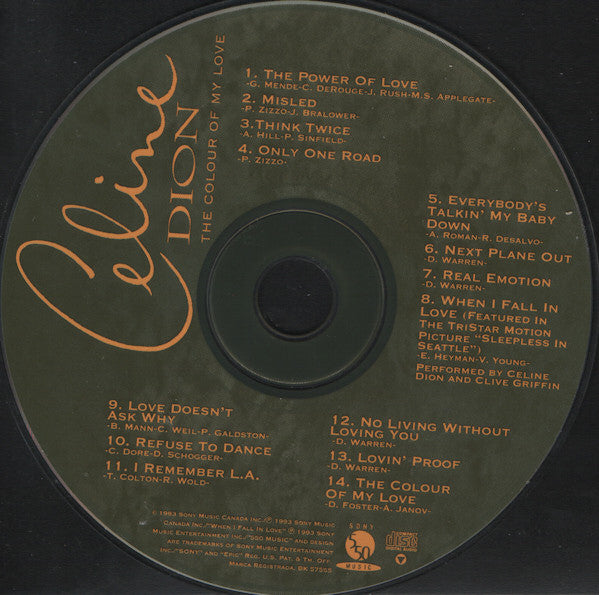 Céline Dion - The Colour Of My Love (CD) - Discogs image 3