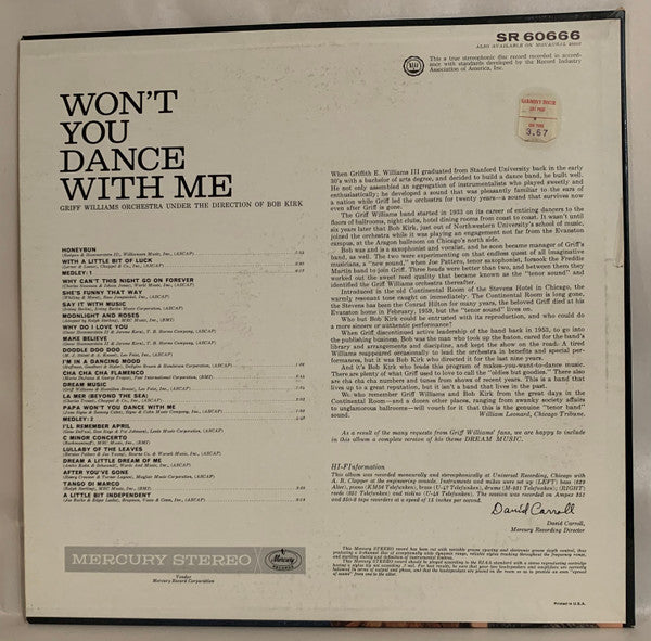 Griff Williams And His Orchestra - Won't You Dance With Me? (LP) - Discogs image 2
