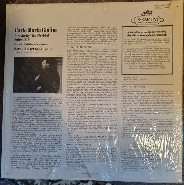 Carlo Maria Giulini - Stravinsky: Firebird-Bizet-Ravel (LP) - Discogs image 2