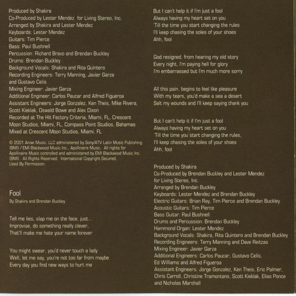 Shakira - Laundry Service (CD) - Discogs image 7