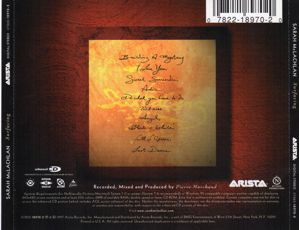Sarah McLachlan - Surfacing (CD) - Discogs image 2